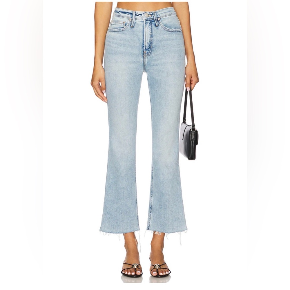 good american good standard kick flare 
high rise slim fit kick flare